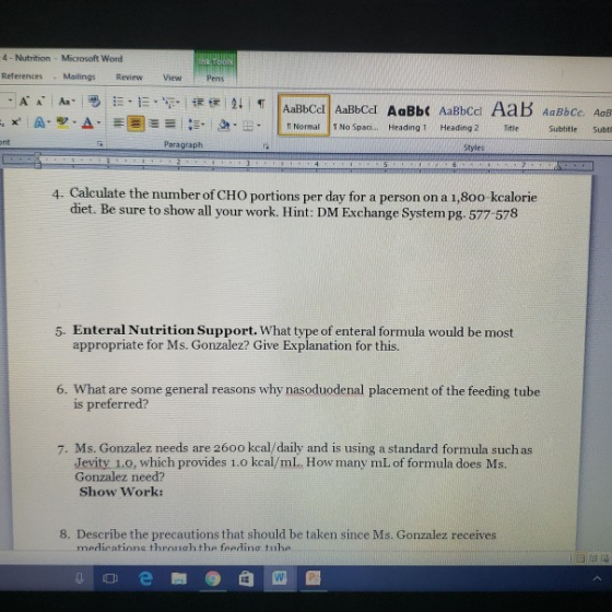 View 4 - Nutrition - Microsoft Word References. Mailings Review de E E A.V.A. 3 . 21 7 AaBbcd Аавьса Аавьса Аавьс Аавьсан Аав
