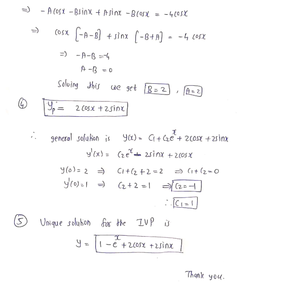- A (off – Bìnx + + Bình - Bosx = -( ( JY = cosx f-A-B] e sinx -6+A] = -4 cost = -A-B=4 A-B =0 solving this we get [B= 2] , [