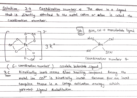 solution. 3 9 Coordination number & The atom that is directly attached to the metal cation or atom coordination number. in a