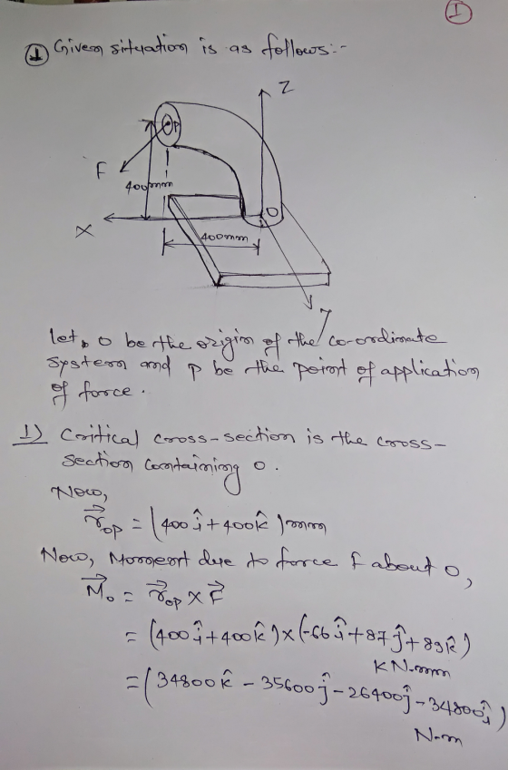 D Given situation is as follows: ണ 400mm let, o be the origin of the co-ordinate system and p be the point of application of