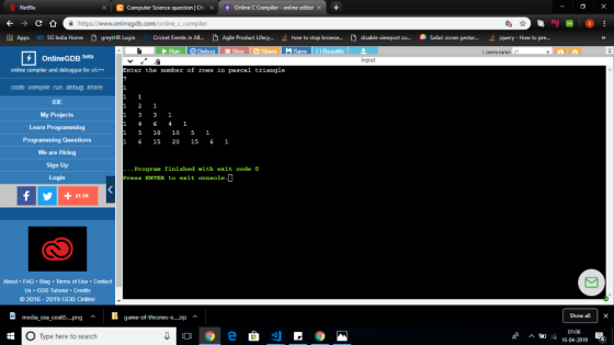 Netflix computer Science question I Ch X-チ Online C Compiler-online editor x + 을 https://www.onlinegdb.com/online.ccompiler A