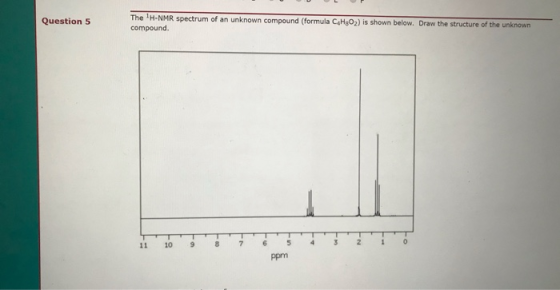 The H-NMR spectrum of an unknown compound (formula CaHgO2) is shown below. Draw the structure of the unknown compound. Questi