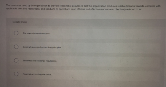 The measures used by an organization to provide reasonable assurance that the organization produces reliable financial report