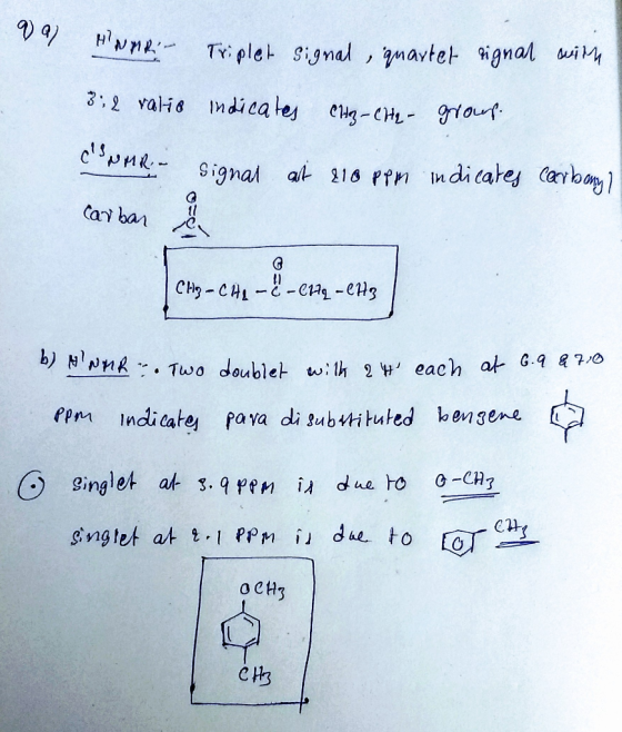 99 ANART HNMR Triplet si Triplet signal, quartet signal with 3:2 ralio indicates CH3-CH₂- group art 218 ppm indicates carbony