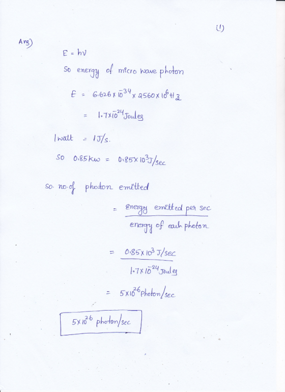 U) A ng E- hv so enegy of ntcro haue phodlon of micro have photom so. no of photon emitted Enege emtleal pen sec enegy op auh pholon 5x photon/ Sec