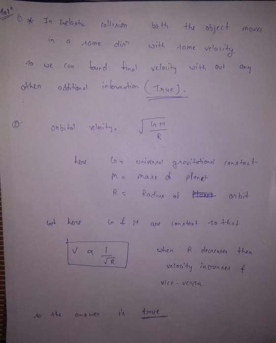 Holh 6 * In Inelastic the moves in lame collision both object dirn with velocity. found final velocity with out tome can any