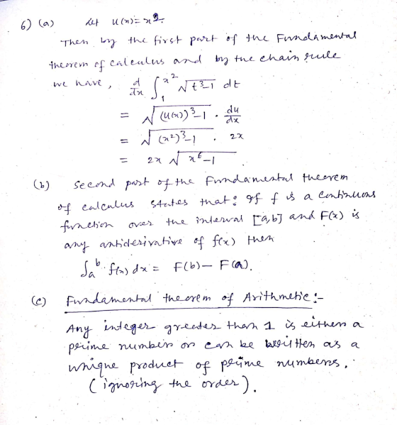 6) (a) Let u(n)= 2 Then by the first part of the Fundamental theorem of calculus and by the chain rule we have a 12 Wt 31 at