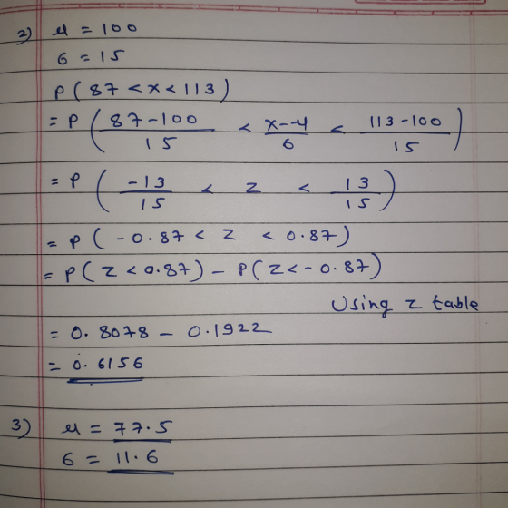 (13 loo I ST I S I S Using z table . 6156 6 11-6