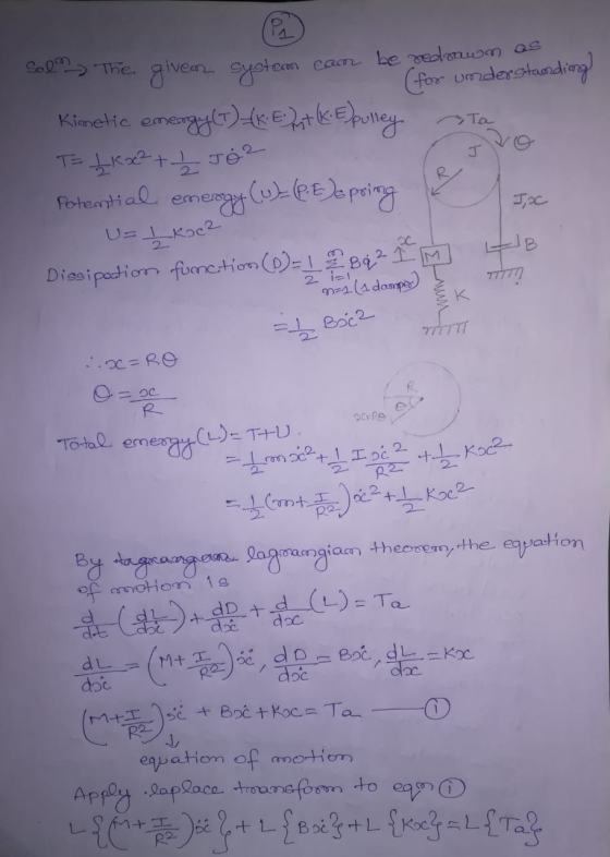 can be redrawn as (for understanding Ta (Pa Sol The givean system Kimelic emergylt) 4k eftk Epuney T= 1Kx² + Ź Jo² Potential