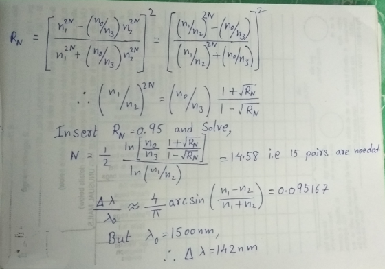 2.N 2N 2 N 2N 2 2 N Insert Ry 0.95 and Solve 2 1-145 .e 15 paixs ave veded 2. 스스 ~-taresin (mm): O 09516? at λ,-1500nm