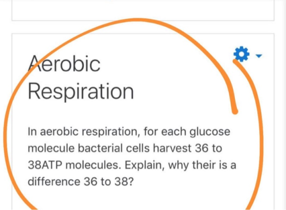 Aerobic Respiration In aerobic respiration, for each glucose molecule bacterial cells harvest 36 to 38ATP molecules. Explain,