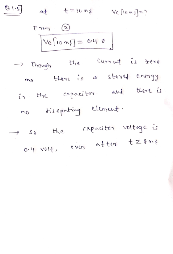 0115] at talons Nelloms] =? From 2 velioms] = 0.40 the Current is - Though Zero n there is stored Energy and there is is the