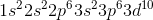 1s^2 2s^2 2p^6 3s^2 3p^6 3d^{10}