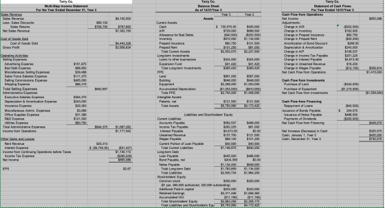 Terry Co. Multi-Step Income Statement For the Year Ended December 31, Year 3 Terry Co. Terry Co. Balance Sheet Statement of C