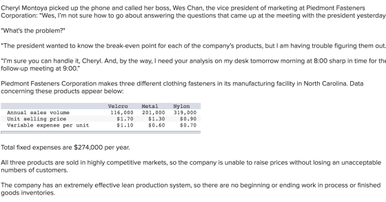 Cheryl Montoya picked up the phone and called her boss, Wes Chan, the vice president of marketing at Piedmont Fasteners Corpo