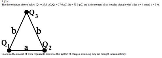 The three charges shown below (Q_1 = 27.6 mu C, Q_