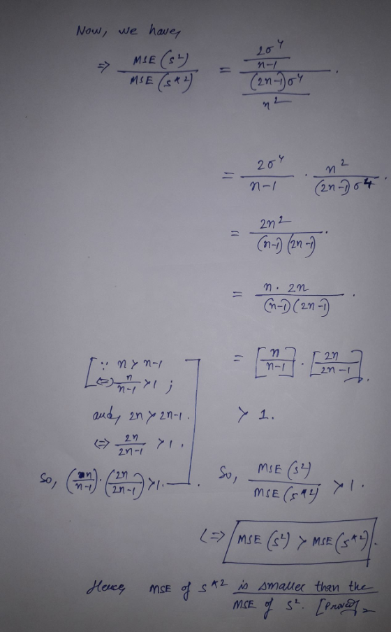 Now, we have MLEs ラ> (n-)(nう ว่า 2.M. 2.m M-l m-I and 2n 2n-1 1. 2n- Heuc夕MSE ơt.SKL M dmaaec then the
