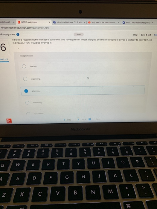 ogle Search X OBMR Assignment Intro-into-Business: Ch.7 Mix 1401 ise the four function X MOMT Final Flashcards Q X newconnect