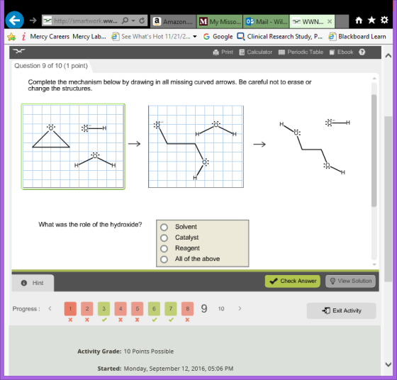 Complete the mechanism below by drawing in all mis
