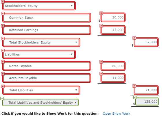 Stockholders Equity Common Stock 20,000 Retained Earnings 37,000 Total Stockholders Equity 57,000 T Liabilities DIR Notes P