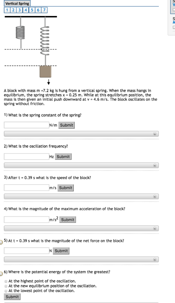 A block with mass m =7.2 kg is hung from a vertica