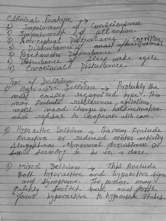 Clinical Featyre te Impairment of consciousness % Impairment dat cettention. 3 kerceptual Disturbares i cognitione y Disturbe