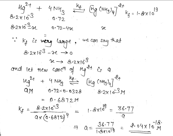 27 ke Qt 4 NH3 Eg CMH3)4] kg = l-axlo 19 Hg + 8.2x103 8.2x1033e 0.72 0.72-4a е kg is ver we com say that large 8.2x103 -2 →0