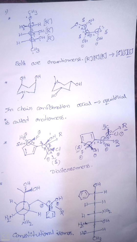0 (H3 Hou doni [R7 H GOUR) Ho G-OHR OU CH3 Both are Craentiomers. (RJIRJER] = $55 애 애 HO cocial - cquuto In chain conformatio