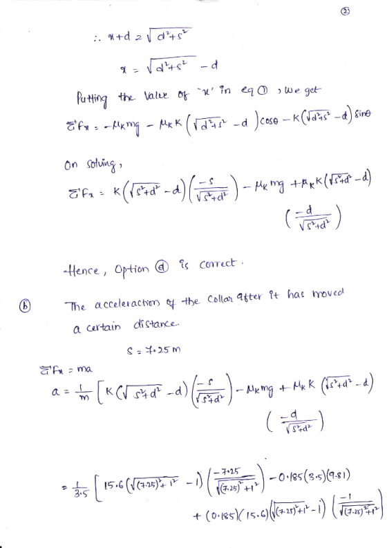 Putting the nice 하·Xin eqO ,We get- でf onolug -Hence, option@ ΐς Co rect The accelerache the Collar Attet ha oved a cartain d