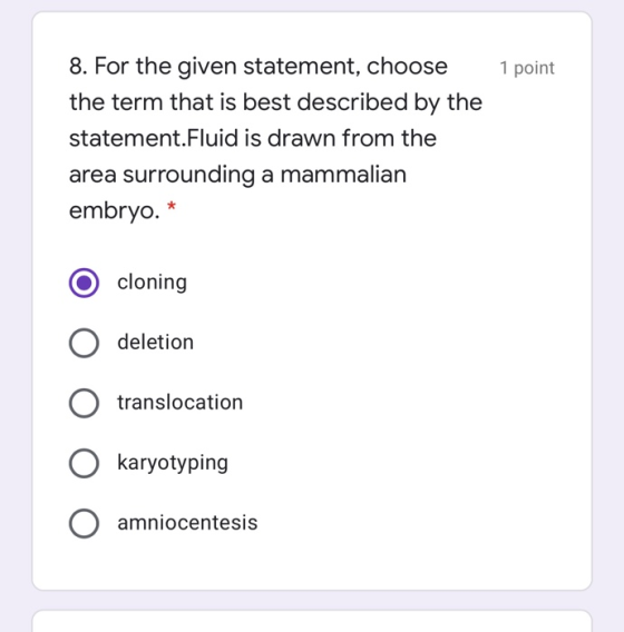 1 point 8. For the given statement, choose the term that is best described by the statement.Fluid is drawn from the area surr