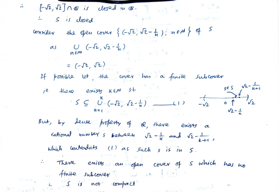 -1 . [/2, 82] no is closed in Q. s is closed. the open cover { (-12, (2-1): nenty of s U (-12, 12-14 consider as NEM = (-52,