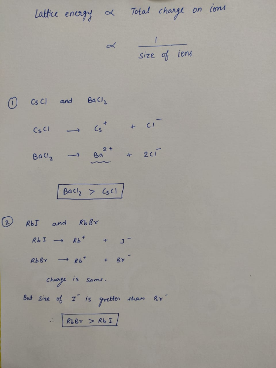 Lattice energy & Total charge on ions size of ions © and CsCl cscl Balla Bacily est B92 & ci & 260 + 2 Ba 2cl Back > Coci ② R