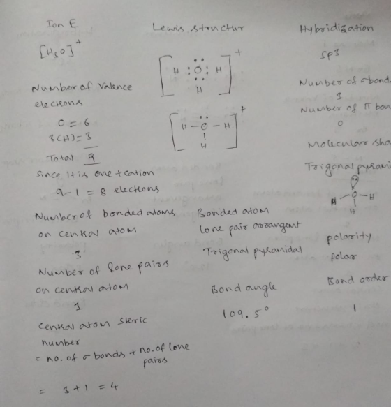 Ton E Lewis structur Hybridization [H₂o]t Sp3 Number of abond. Number of Valence electrons Number of IT ban H - - H. Molecula