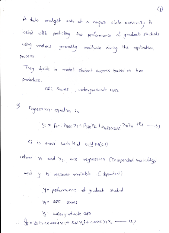 A data analyst unit at a major state university is tasked with predicting the performance of graduate students using mehics g