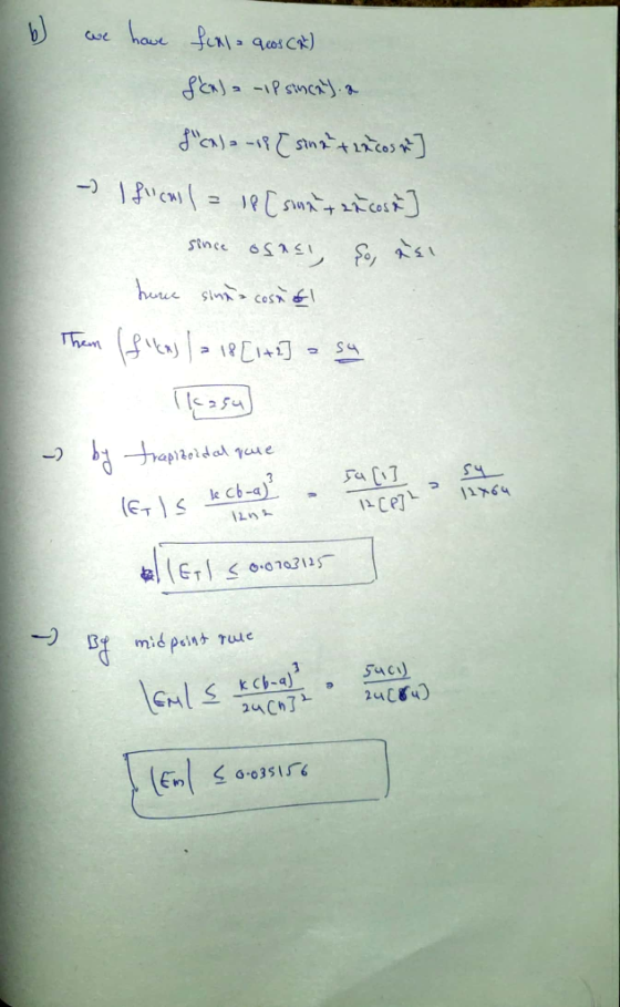 b) we have fella quos (1) f(x) = -1p since). 8) = - RT sim24ces *) - I fiicas I = 18 [soan + 22 cost] since osasi so, asi h