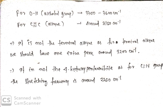 for 0-14 Calchohol group) for c Callane t — 3300 - 3600 em! Around 2160 cm -1 Mint -gf as mot the terminal alkyne as for me t
