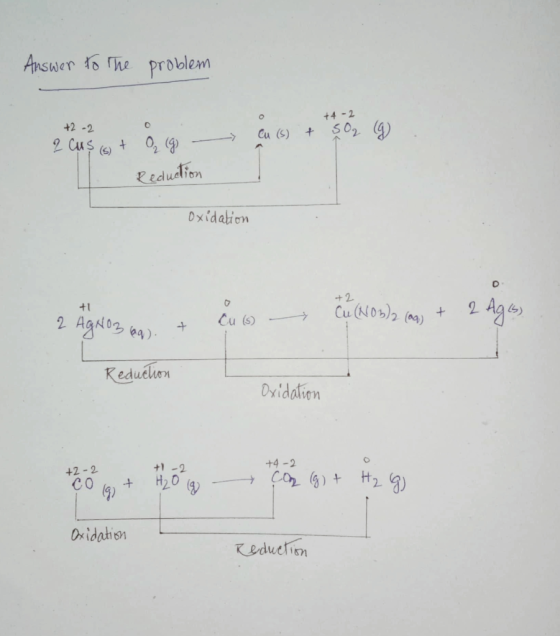 Answer to the problem +4 -2 +2 -2 2 Cus ist 0 O (9 ) Cu (s) + 5O2 (9) Reduction oxidation +2. +1 2 Agiss 2 AgNO3 bar Cu(NO3)2