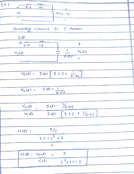 Tal an - Vi FO.SF V Converting circuit to s-domain IL) two- - 22 IS + - Vils) Vous) 1 - 0.5 Vils) - IU) 2+5+ oogs] Vous I ) V
