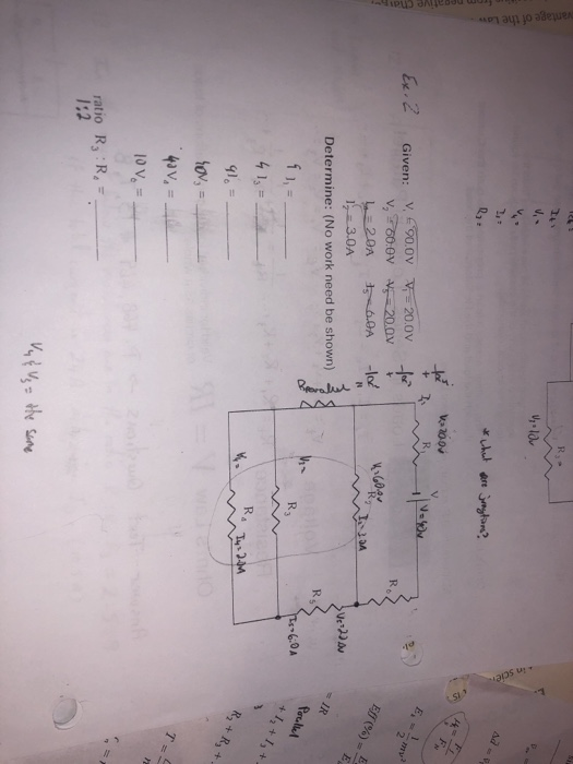 4d し、12A Determine: (No work need be shown) Rs 91。- lo V. ratio R、R,- 1:2