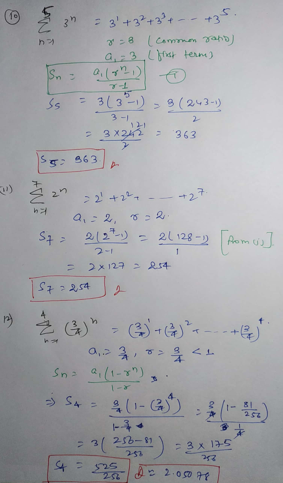 o az ha = 3+3²+3²+ - +35 (comonon sano) a, = 3 (frost termy a, (ghi) 8 = 3 Sn 8-1 Ss = 3(3-1) 3 (243-1) 3-1 2 363 3 X20 2 Sg