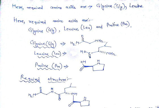 Hens, required amino acids arve → Glycine (Gly), Leucine Here, required amino acids are: Glycine (Gly, Leucine (Leu) and Prol