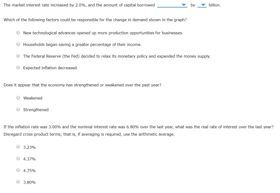 The market interest rate increased by 2.0%, and the amount of capital borrowed by billion. Which of the following factors cou