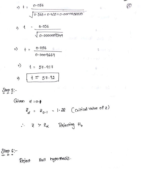 056 056 o , ooooo 09349 *>t 0-056 o 0009669 t: 51.91チ 5.92 Step 5>- Given ợ:0 Step . Rejec Nal ypothass