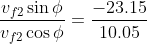 \dfrac{v_{f2}\sin\phi}{v_{f2}\cos\phi} = \dfrac{-23.15}{10.05}