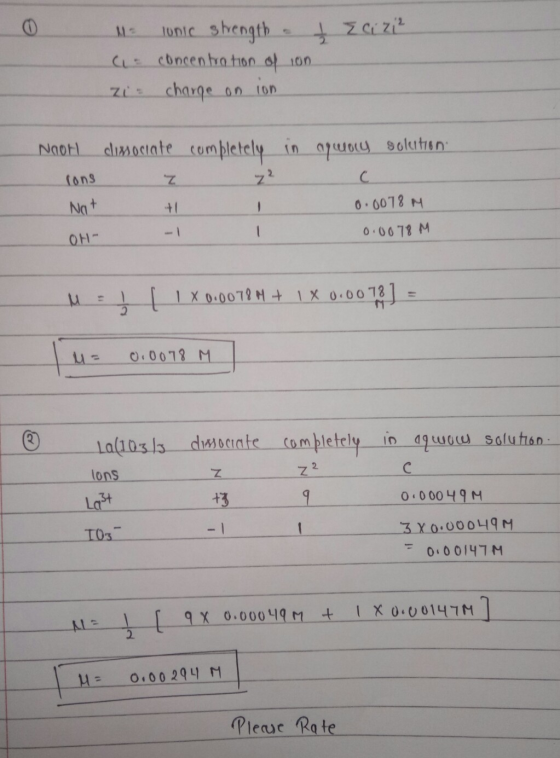 0 Ecizi² 1 a Zin lunic strength. concentration of ion charge on ion in aquoly solution Naon diwociate completely rons Z 72 Na