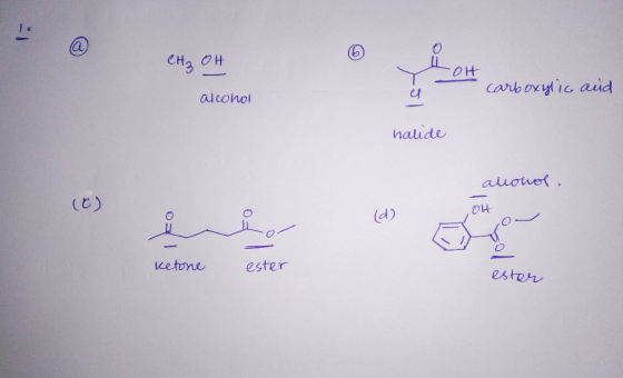 сн. Он OH carboxylic and alcohoi halide alcohol. (6) ketone ester ester