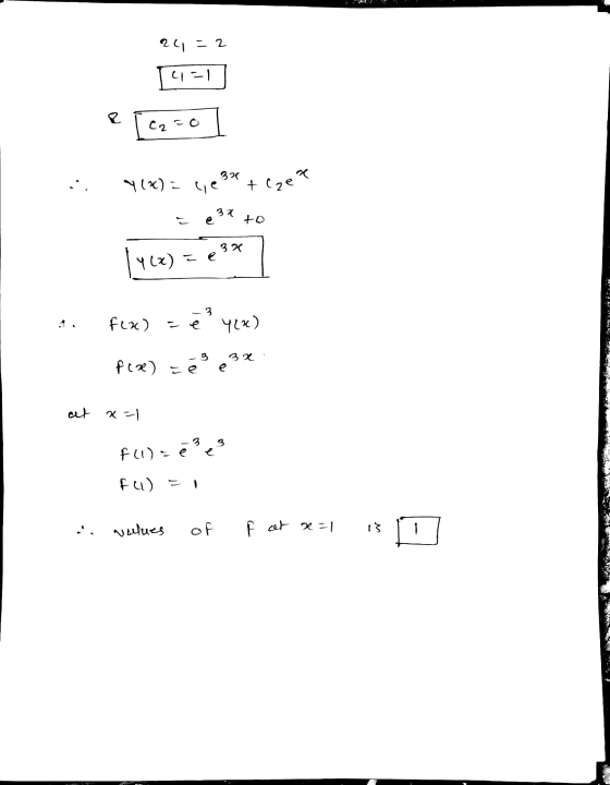 24 = 2 CI-1 e Ico (2=0 320 4(x) = 4e tlere e 3x to 는 32 14(x) z fuz) - 3 - e 42x) five) zēs e 32 at x-1 FLI)=e ēs es fu) - wa
