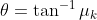 \theta =\tan^{-1}\mu _{k}