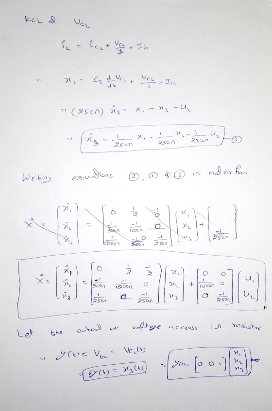 KCL at var x,= C dva & Ver + Tin = (ason) 8z = x,- Hz -ų - siga ason t - es tan sonra 2son 25on 250n Writing cautions ,0 in m