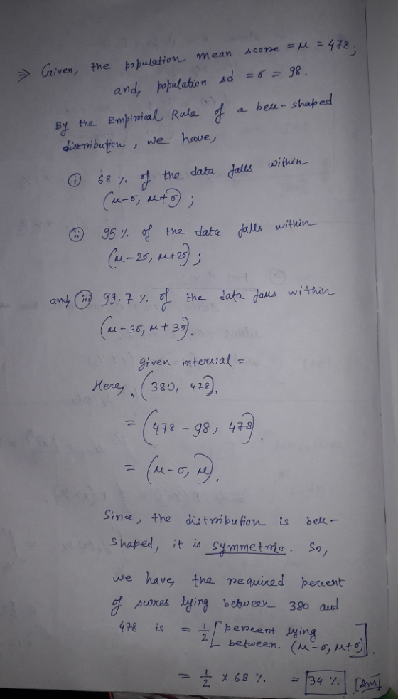 and, population sd σ=98 By te Empimial Rula a beu shapes deisem bution , we have ⓘ 68./、 tne, data dalla within an t (y) gy, 7 y, the data, daus within ven inter/Jal= Heて ブ , ( 380, 478), (478-98, 47- Sime, the distribuon be we have, the me auinad percent 2 2,